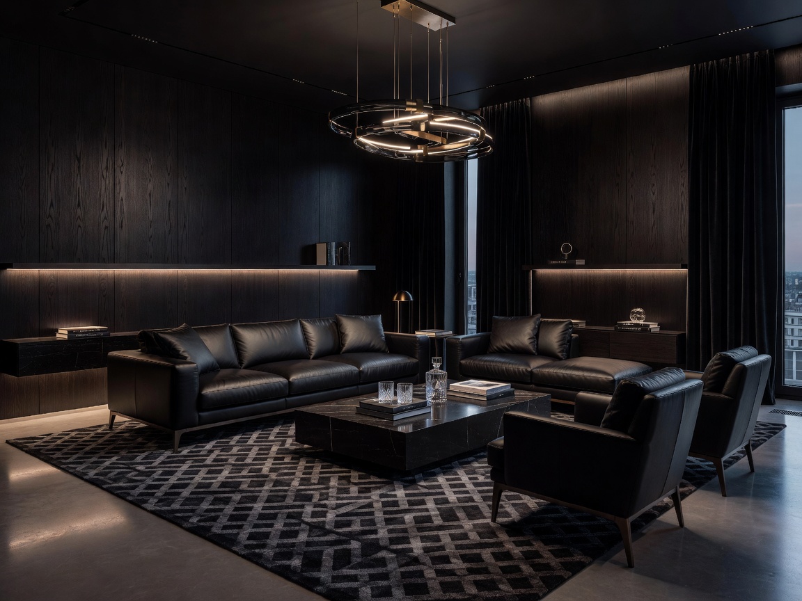 LuxArte Warsaw high-end living room featuring a warm marble hearth and bespoke cabinetry