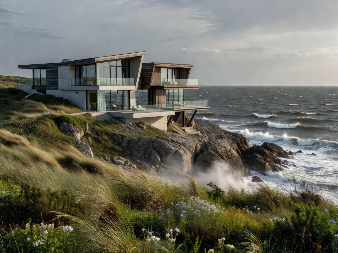 Nirvana Estate Gdynia Coast showing massive glass panels overlooking oceanfront